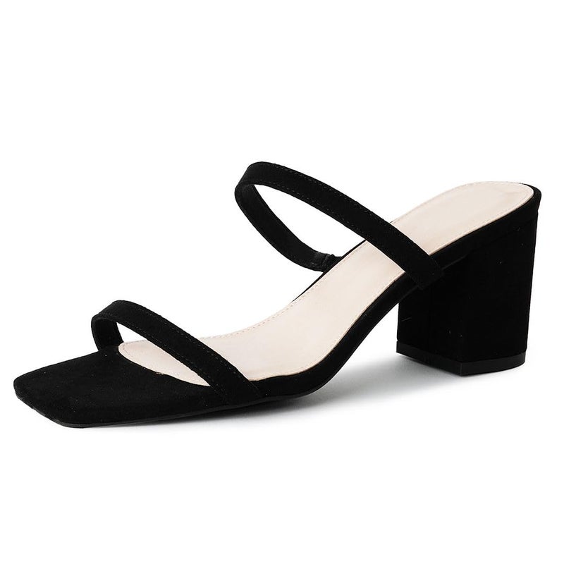 J. Adams Stormi Heeled Sandals Women Dressy Summer Flat Mules- Square Toe Double Band Low Block Heel Sandals - Chunky Sandals for Women - Summer Sandals, Womens Dress Sandals, Women's Heeled Sandals - Image 1